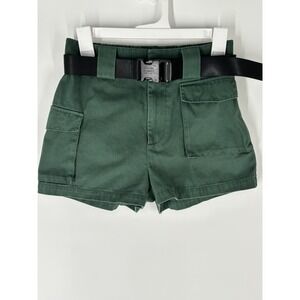 Aritzia TNA Belted Cargo Mini Shorts S High Rise Gorpcore Granola Flap Pocket